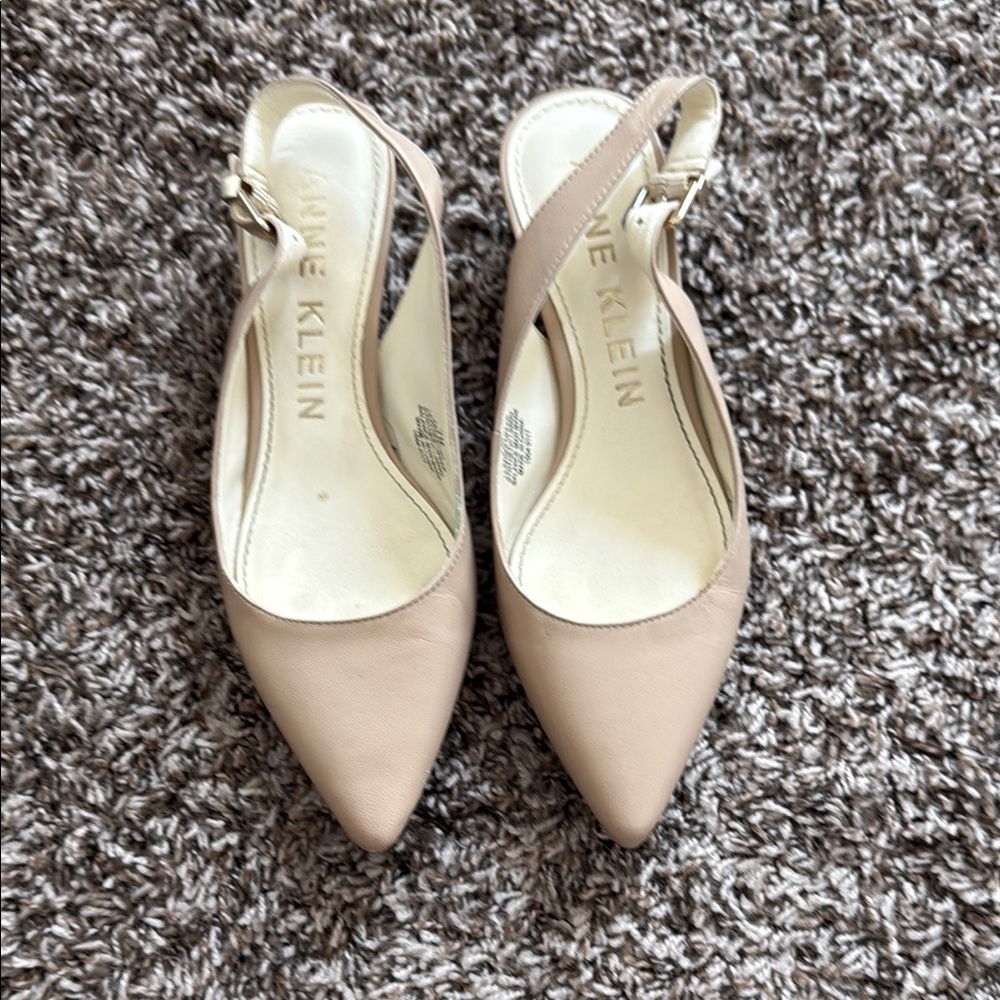 Anne Klein Tan Heels with Pointed Toe